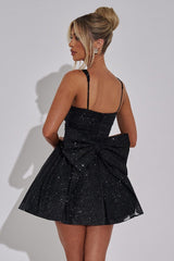 Satin Bow A-Line Mini Dress