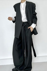 Ruched Ribbon Minimalist Chic Pants