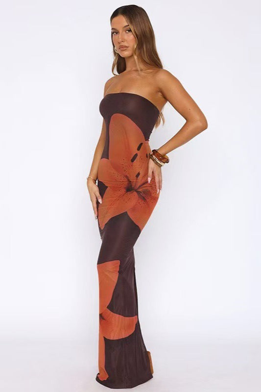 Strapless Bodycon Back Slit Vacation Dress Secondary image