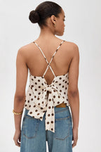 Polka Dot Ruffle Strap Cami Top