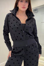 Polka Dot Stripe Track Jacket Two Piece Set
