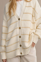 V Neck Striped Cotton Sweater