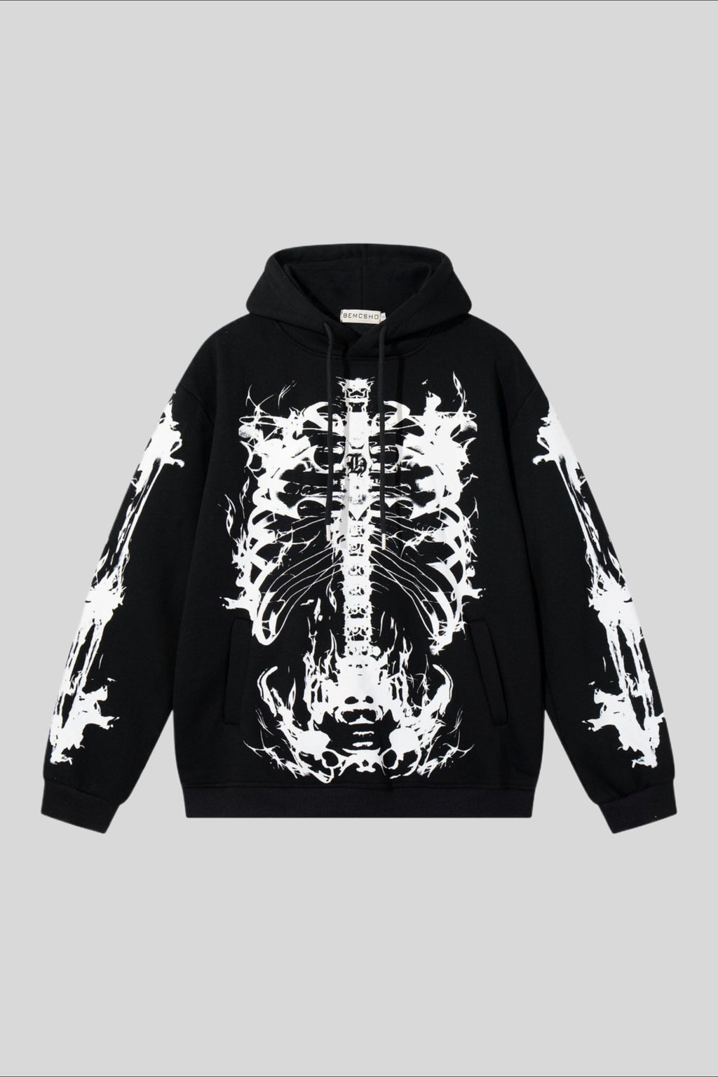 Skeleton Graphic Washed Pullover Hoodie