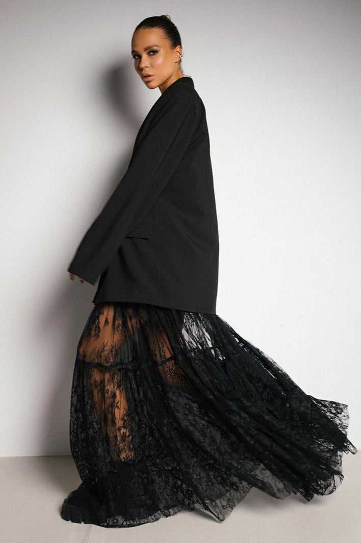 High Waist Black Sexy Lace Sheer Skirt Secondary image