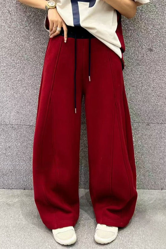 Solid Color Casual Fluid Wide Leg Fleece Sweat Pants Main image