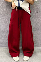Solid Color Casual Fluid Wide Leg Fleece Sweat Pants