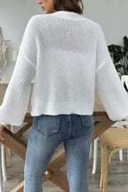 Short Floral Knit Long Sleeve Cardigan