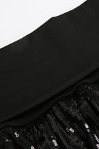 Sequin Paneled Tiered Bodycon Mini Skirt