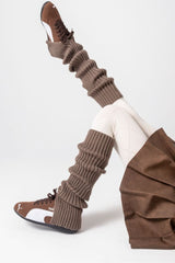 Vertical Stripe Chunky Slouch Split Hem Leg Warmers