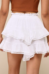 Ruched Tiered Ruffle Hem Elastic Waist Skort