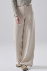Solid Wool Straight Leg Knit Pants
