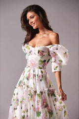 Off Shoulder Flowy Elegant Long Prom Dress
