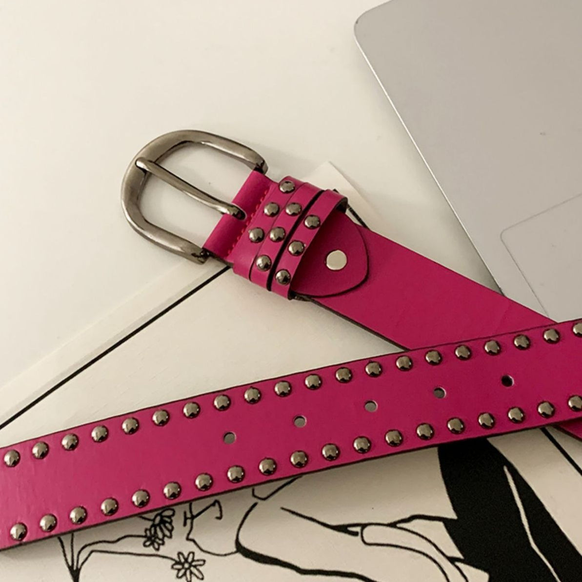 Y2K Punk Studded Wide Leather Belt