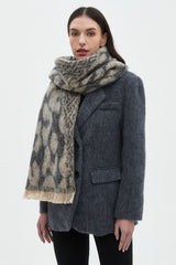 Leopard Print Jacquard Short Fringe Scarf