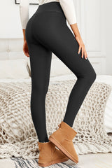High-Waisted Sherpa Fleece Slim Fit Letter Embroidery Leggings