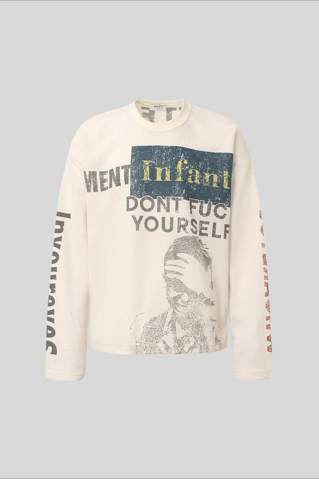 Rebel Typography Waffle Oversized Long Sleeve Tee Main image