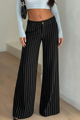 Contrast Stripe Woven Wide Leg Pants