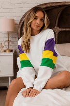 Color Block Sleeve Crew Neck Sweatshirt