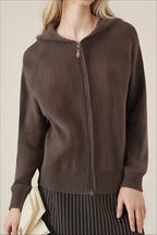 Oversized Hooded Zipper Sweater