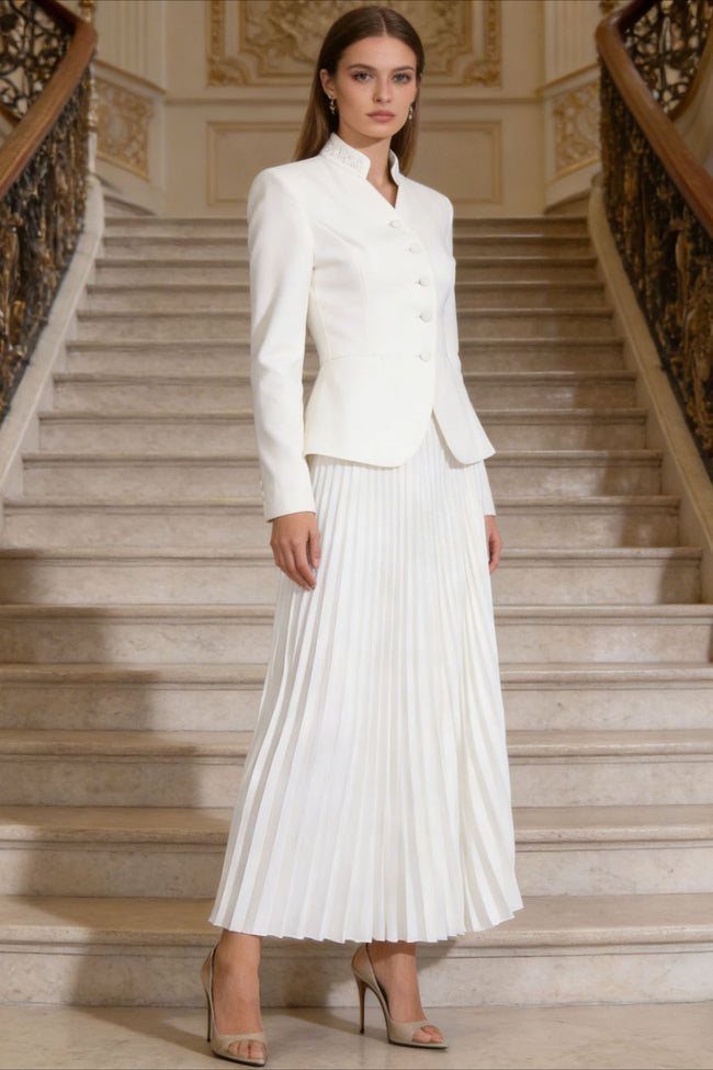 Elegant Two Piece Blazer Pleated Skirt Set Main image