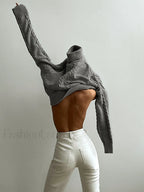 Cable Knit Turtleneck Oversized Sweater Sweaters