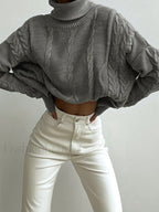 Cable Knit Turtleneck Oversized Sweater Sweaters