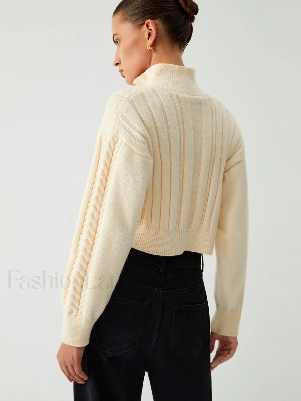 Cable Knit Two Trendy Way Zip Crop Cardigan Sweaters L