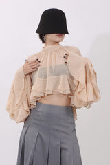 Elegant Ruffle Inserted Drop Shoulder Blouse