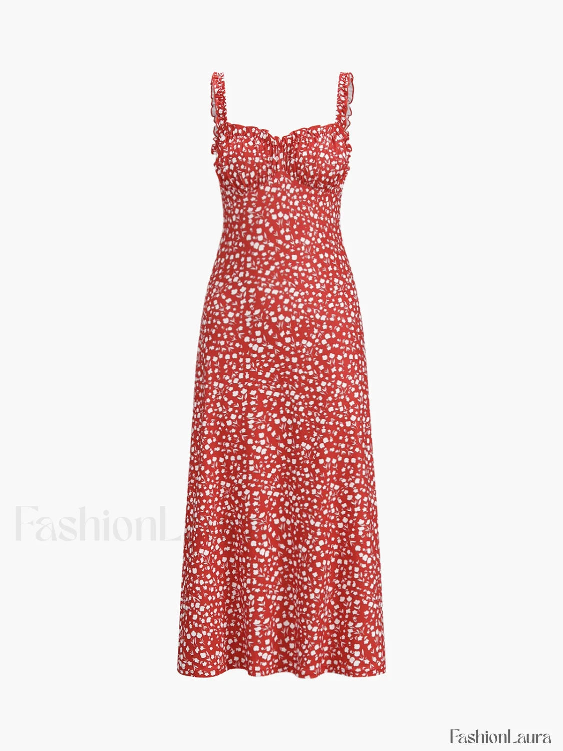 Cami Floral Bohemian Vacation Midi Dress Red / XS Dresses