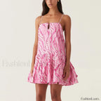 Camisole Patchwork Floral Dress PINK / S