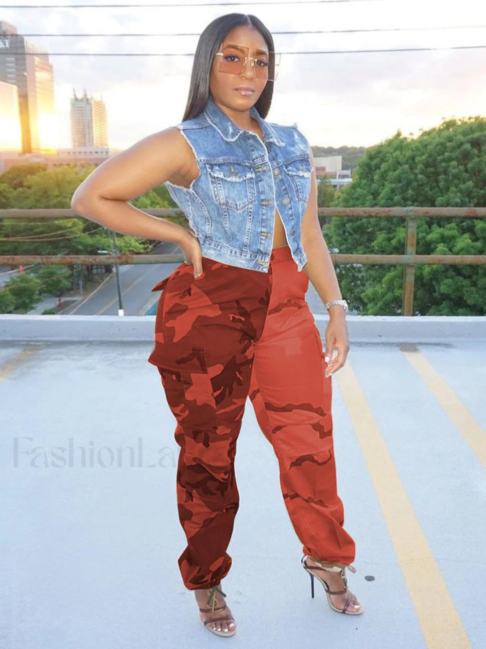 Camouflage Stitching Cargo Pants Pants