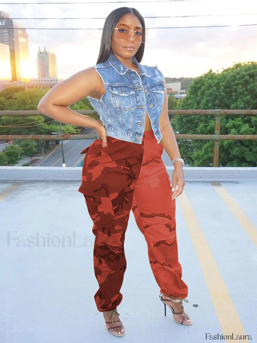 Camouflage Stitching Cargo Pants Pants