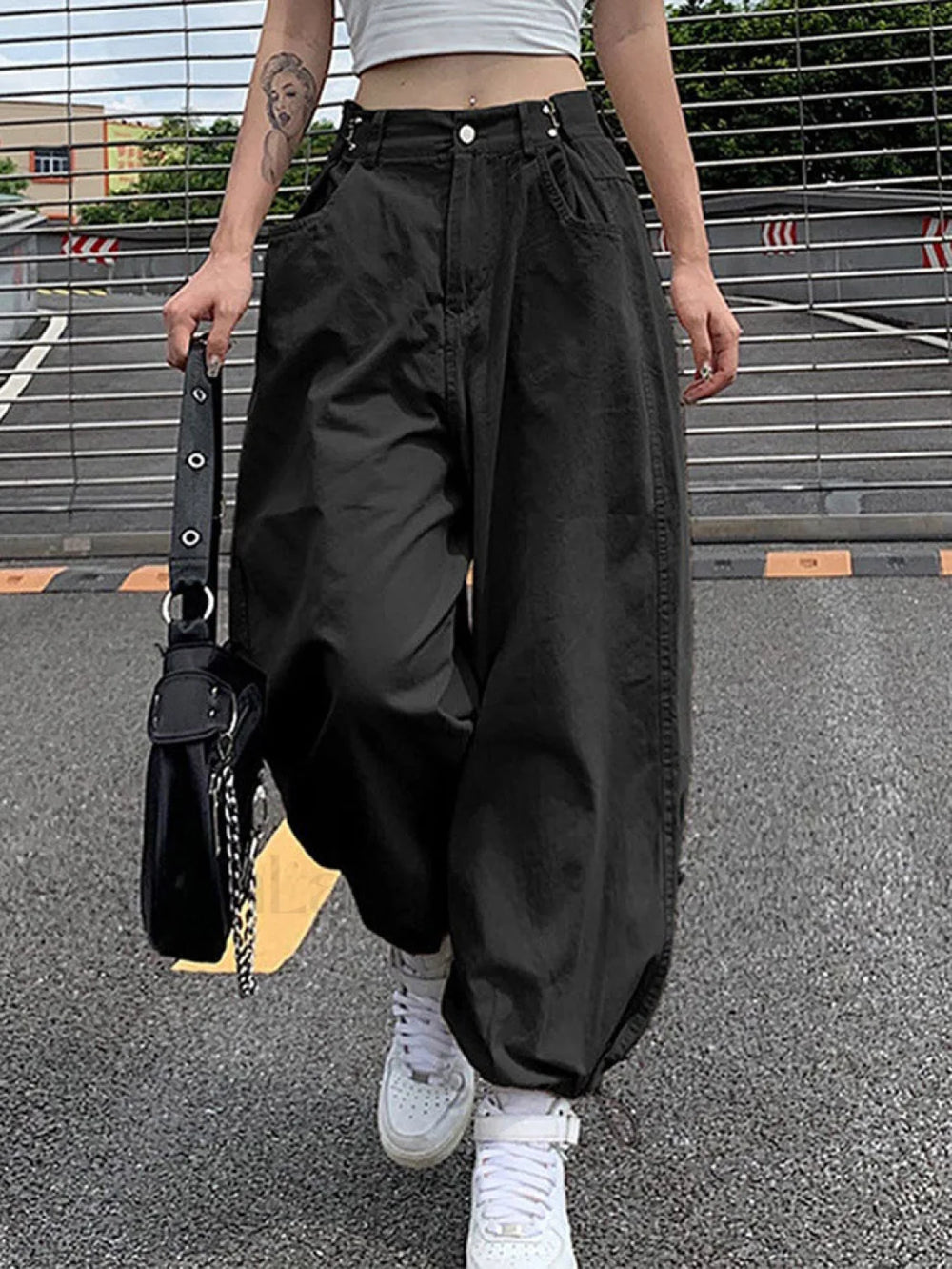 Cargo Loose Fit Pants Black / S Pants