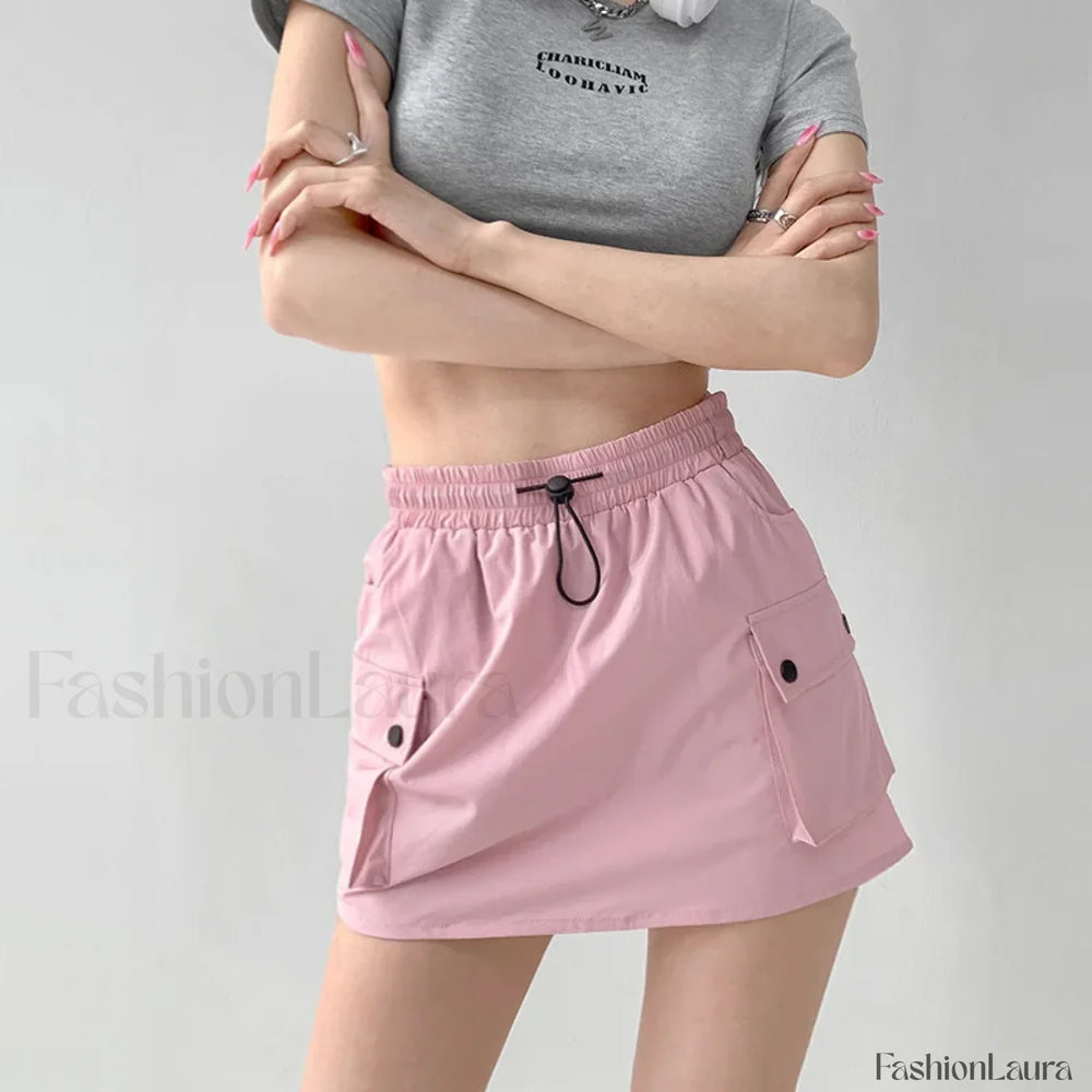 Cargo Toggle Waist Skirt Pink / S