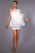 Carina One Shoulder Charming 3D Floral Dress