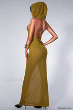 Carleigh Ruche Maxi Charming Dress With Headscarf