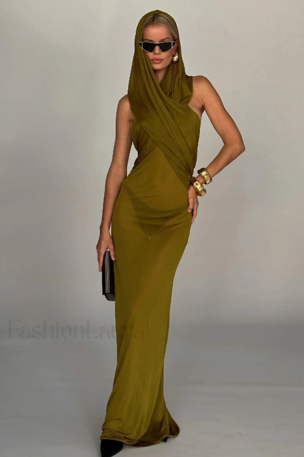 Carleigh Ruche Maxi Charming Dress With Headscarf Main image