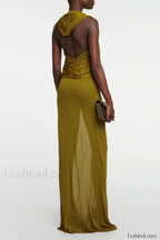 Carleigh Ruche Maxi Charming Dress With Headscarf