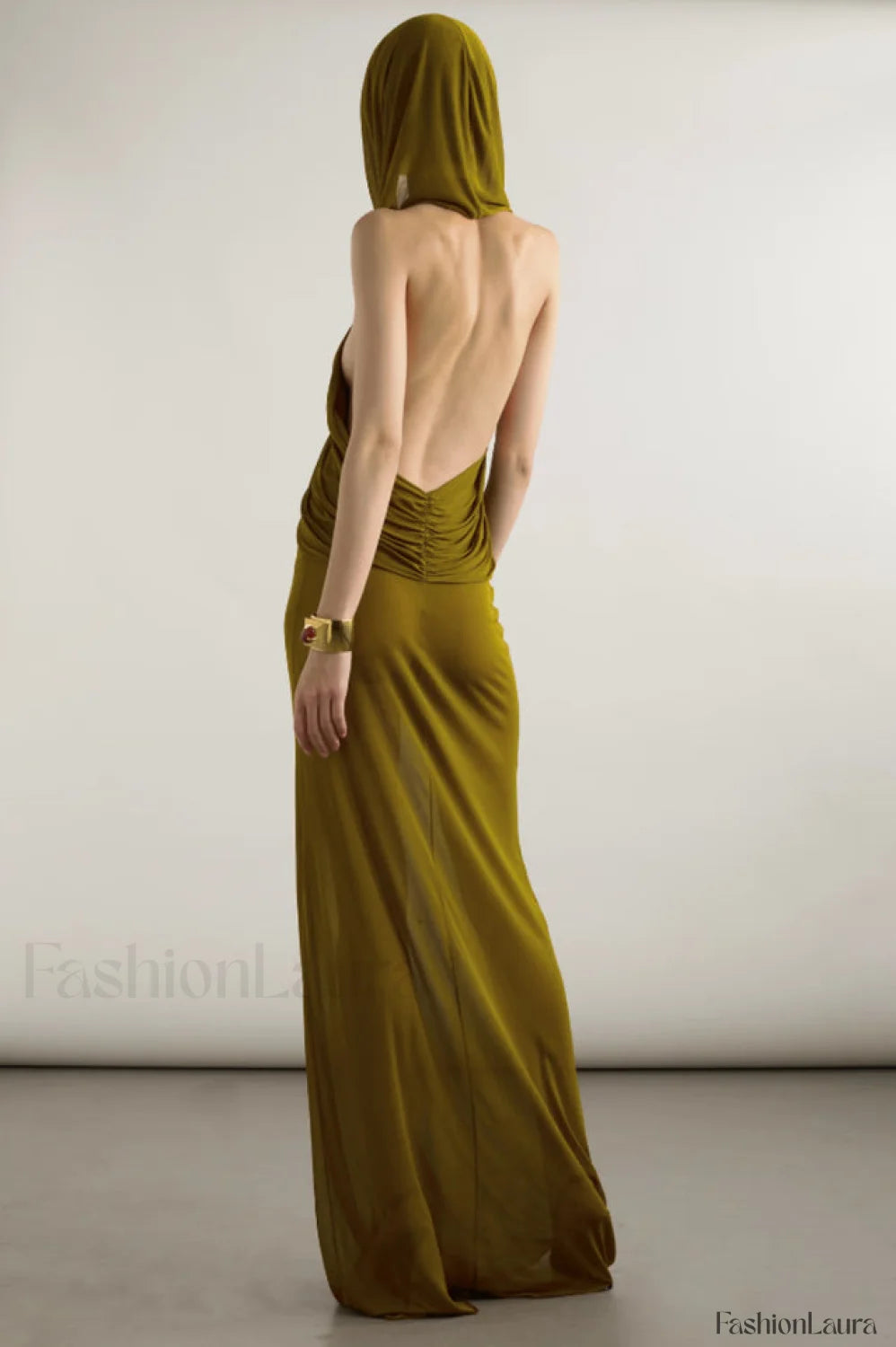 Carleigh Ruche Maxi Charming Dress With Headscarf