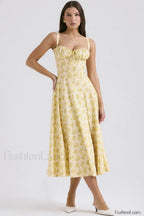 Carmen Elegant Bustier Sundress XS / Buttercup Vintage Floral Print