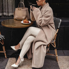 Cashmere Languid Elegant Commuting Thin Warm Mid length Overcoats