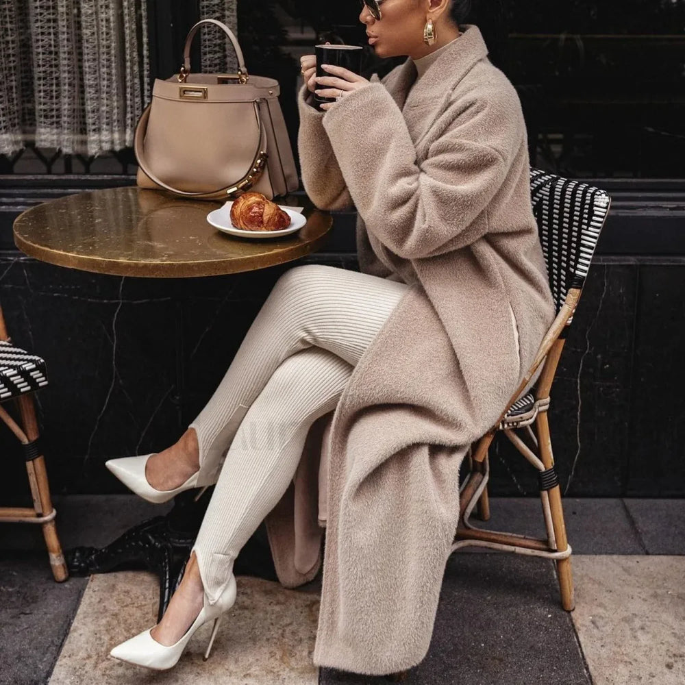 Cashmere Languid Elegant Commuting Thin Warm Mid length Overcoats
