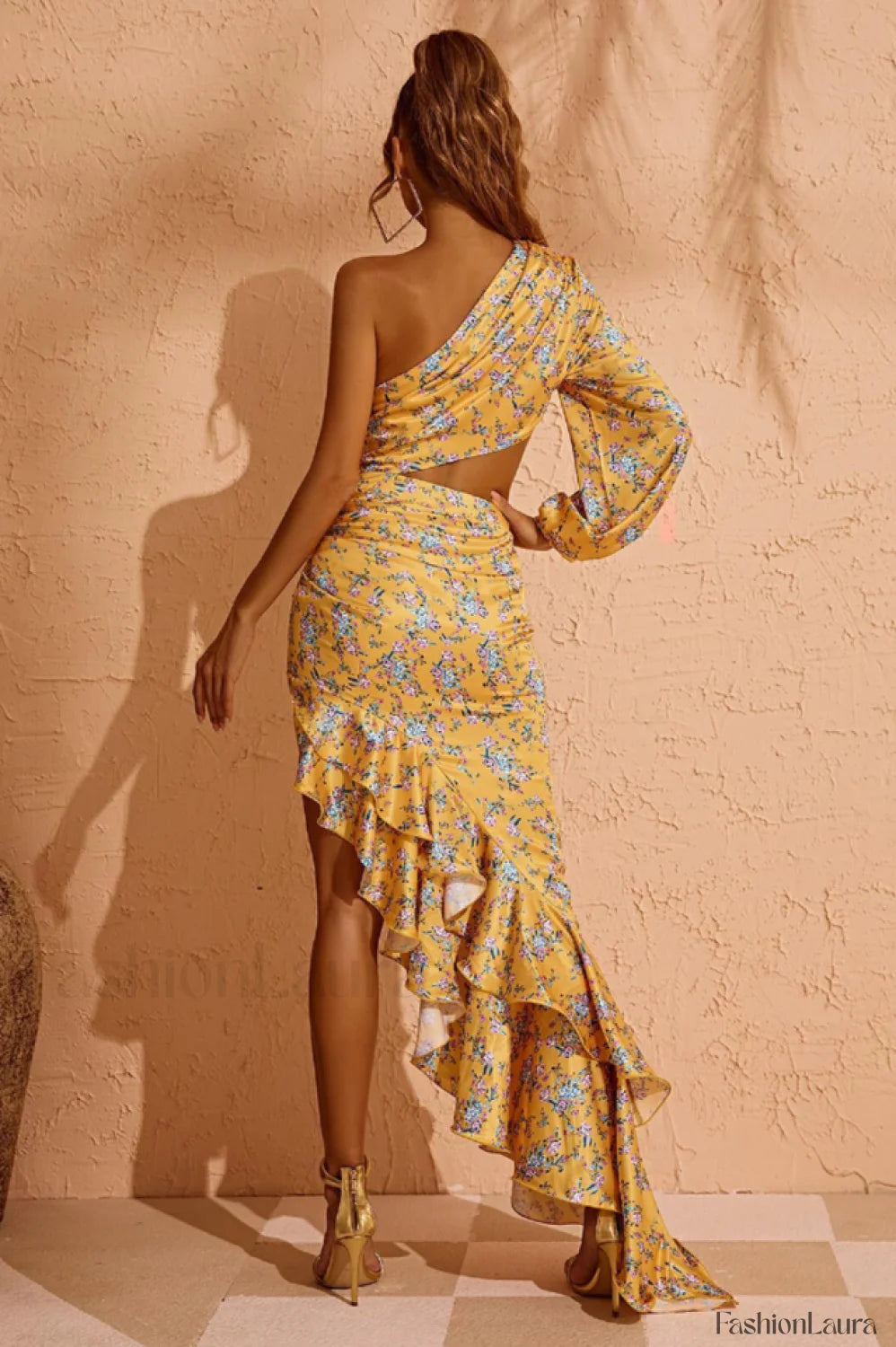 Cassidy One Shoulder Charming Floral Maxi Dress