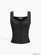 Casual Button Front Strappy Top Tank Tops & Camis