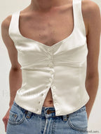Casual Button Front Strappy Top Tank Tops & Camis