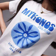 Casual Letter Print Round Neck T Shirt