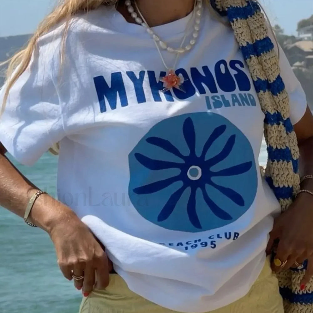 Casual Letter Print Round Neck T Shirt