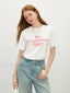 Casual Letter Round Neck Short T Shirt Ivory / XS
