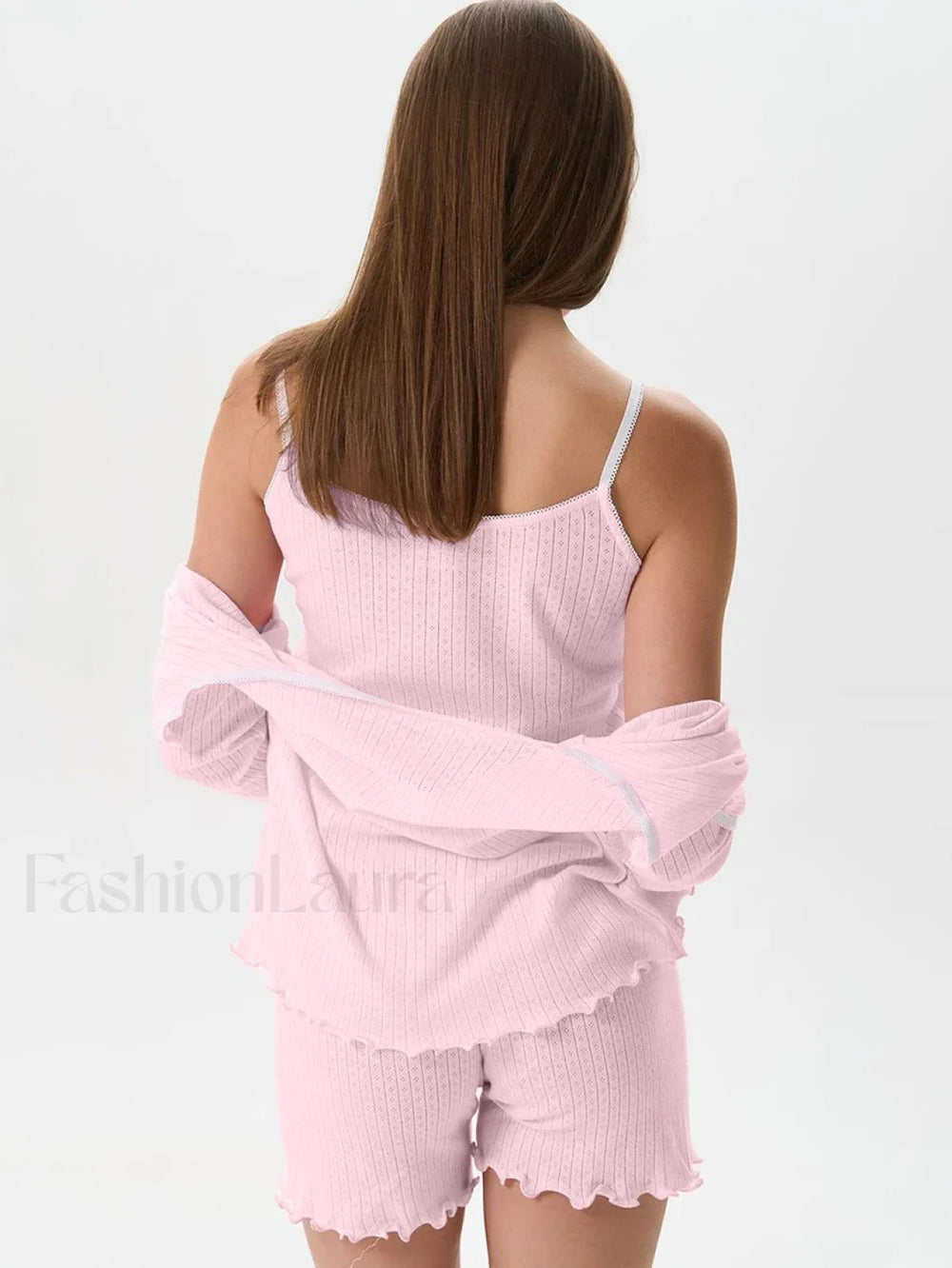 Casual Long Sleeve Robe Shorts Two Piece Set