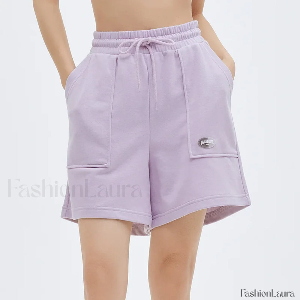 Casual Loose Knitted Sports Pajama Summer Short Purple / S